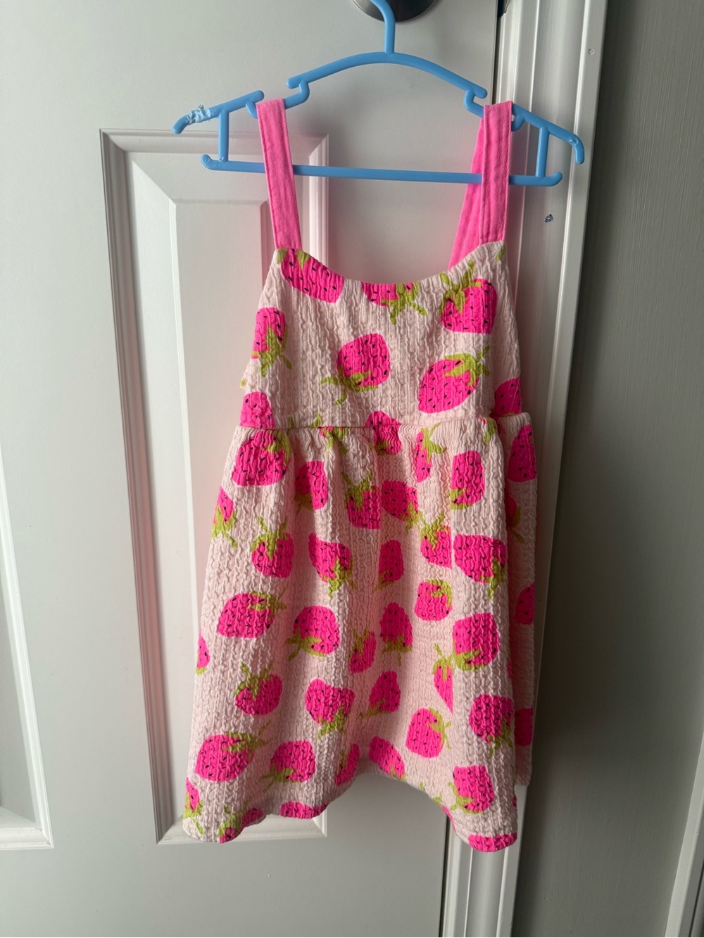 Zara Pink Strawberry Print Seersucker Sundress